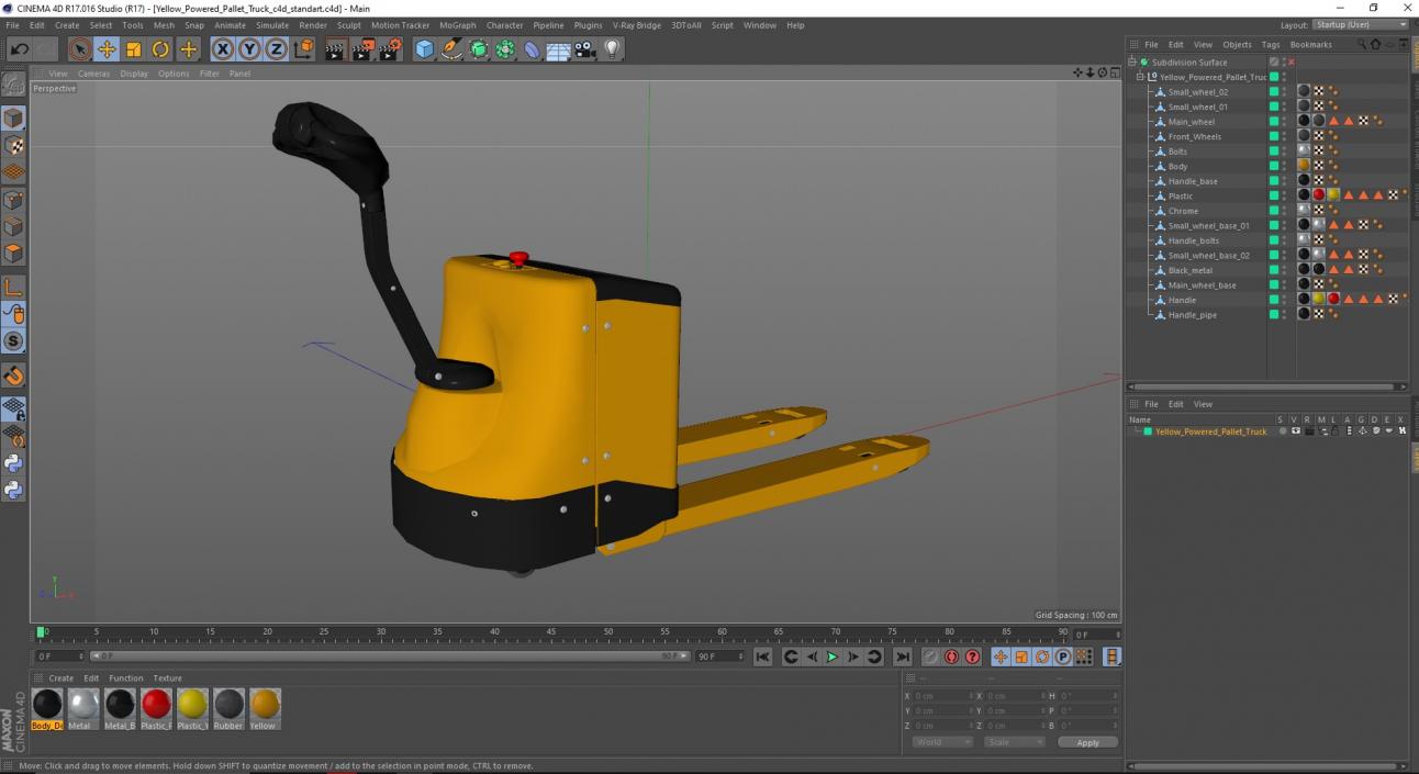 Yellow Powered Pallet Truck 3D