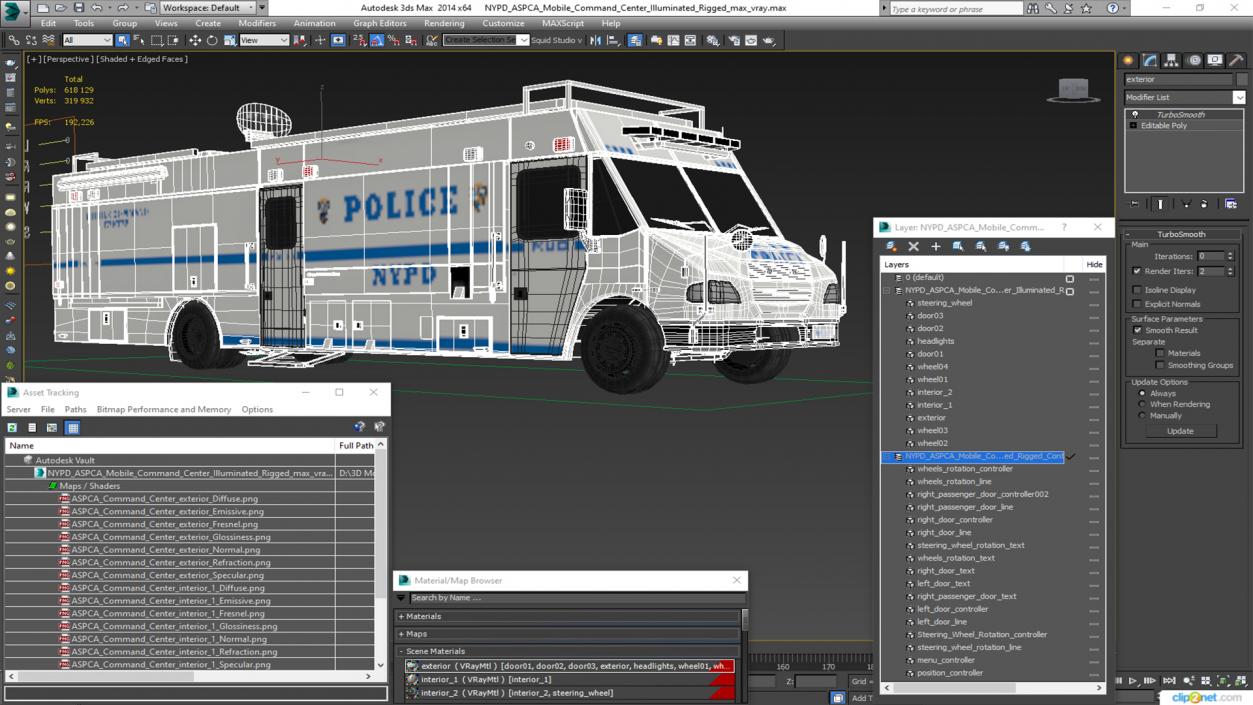 3D NYPD ASPCA Mobile Command Center Illuminated Rigged