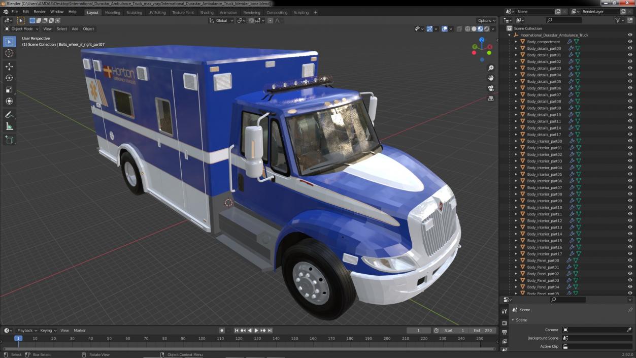 3D International Durastar Ambulance Truck model