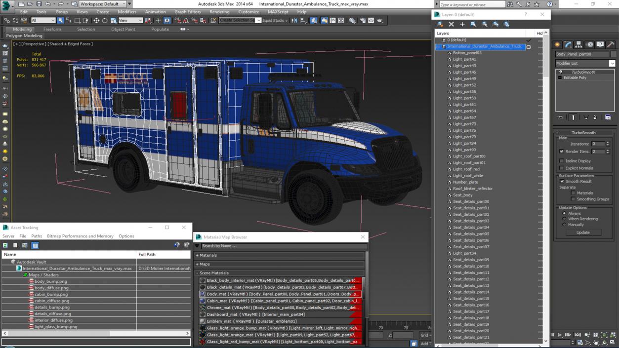 3D International Durastar Ambulance Truck model