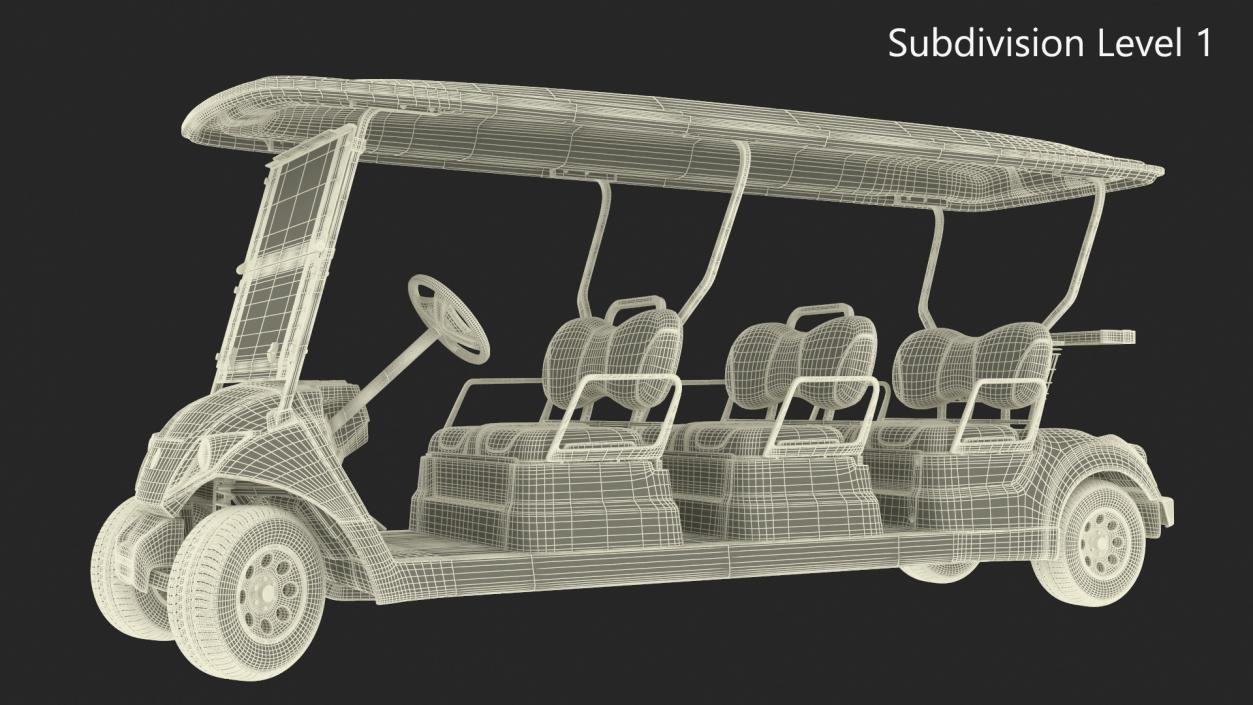 Six Seat Golf Electric Car Yamaha Rigged for Cinema 4D 3D model