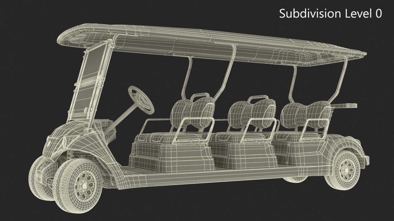 Six Seat Golf Electric Car Yamaha Rigged for Cinema 4D 3D model