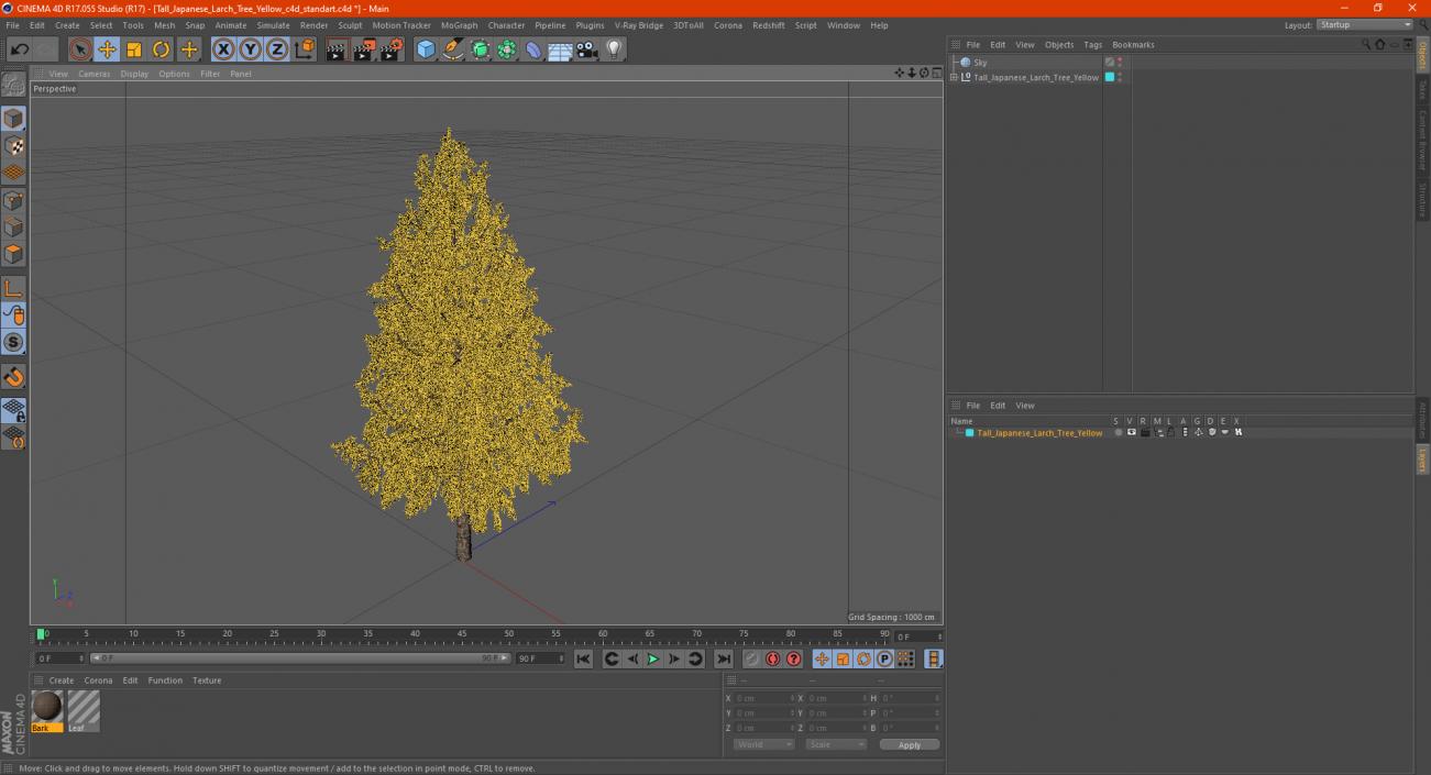 3D Tall Japanese Larch Tree Yellow