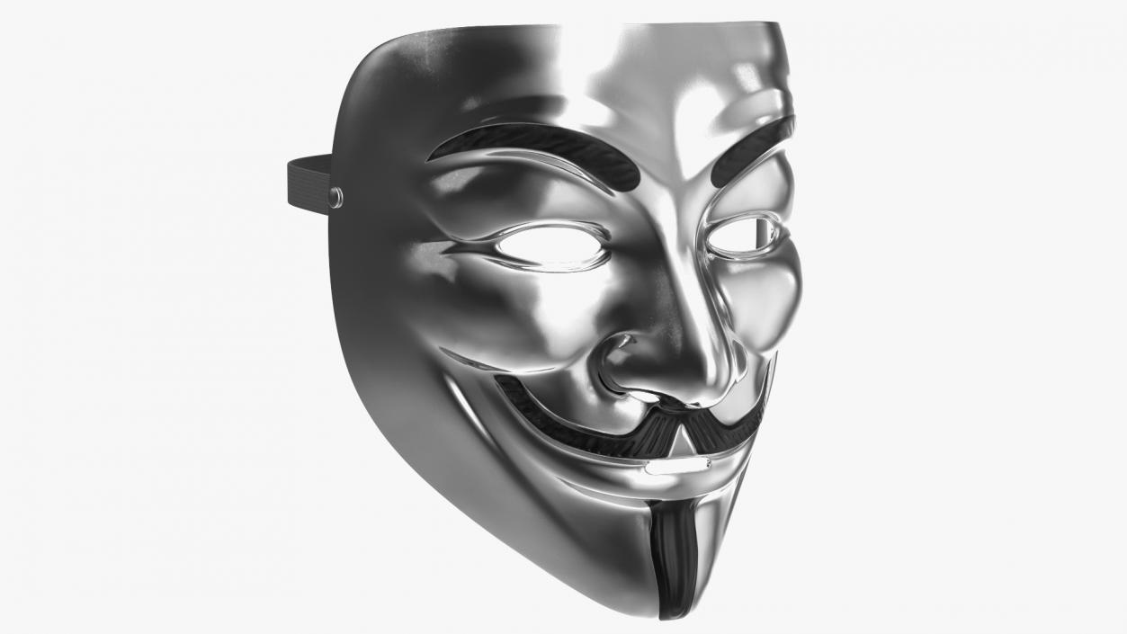 Guy Fawkes Mask Silver 3D