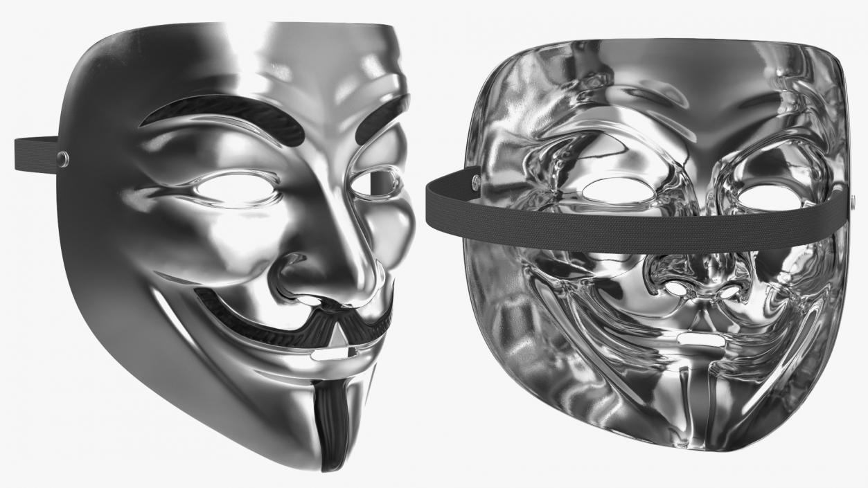 Guy Fawkes Mask Silver 3D