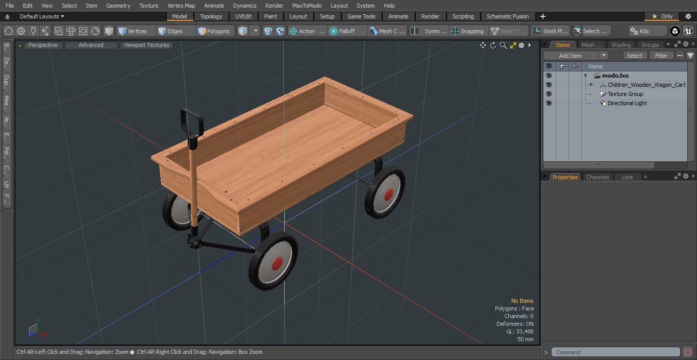 3D Children Wooden Wagon Cart