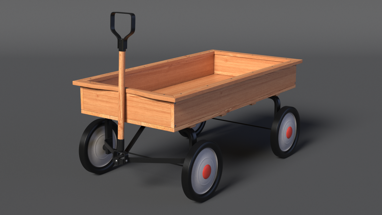 3D Children Wooden Wagon Cart