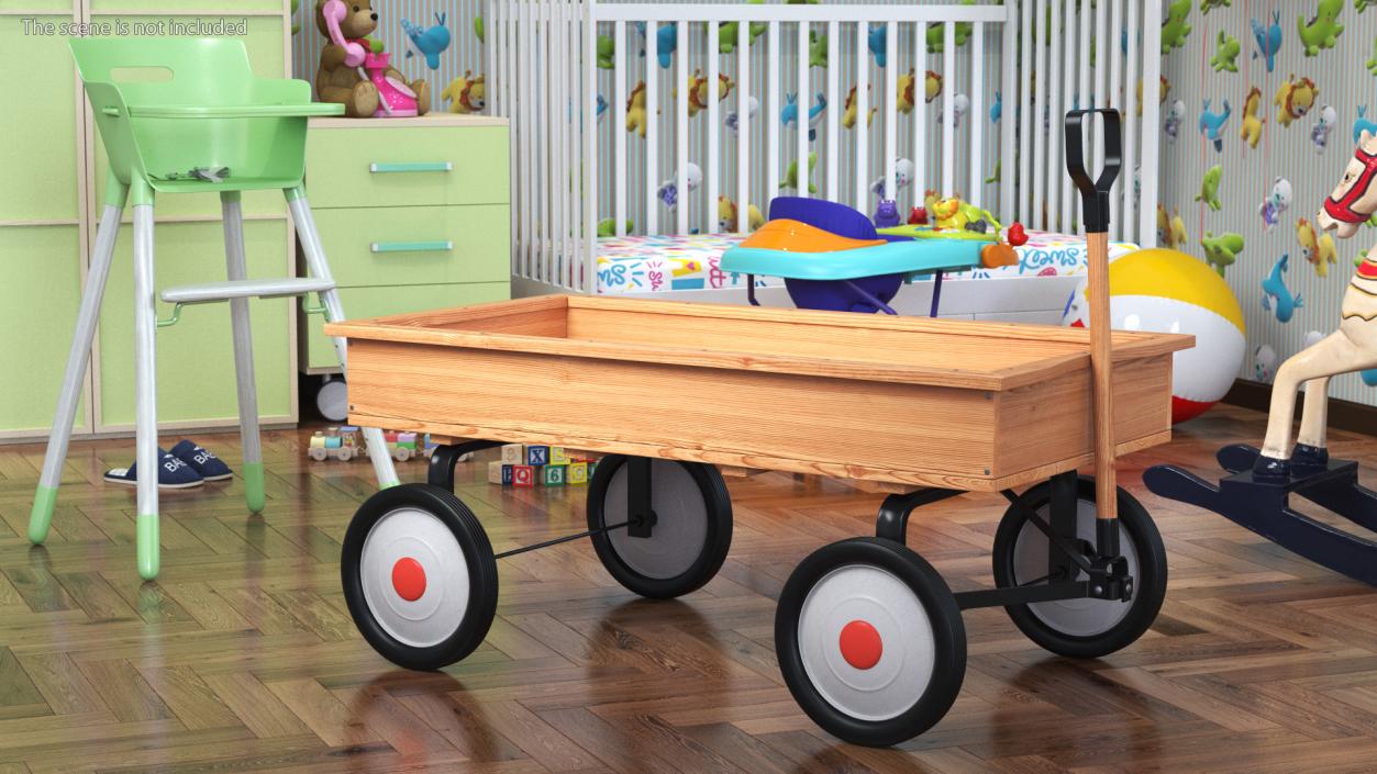 3D Children Wooden Wagon Cart