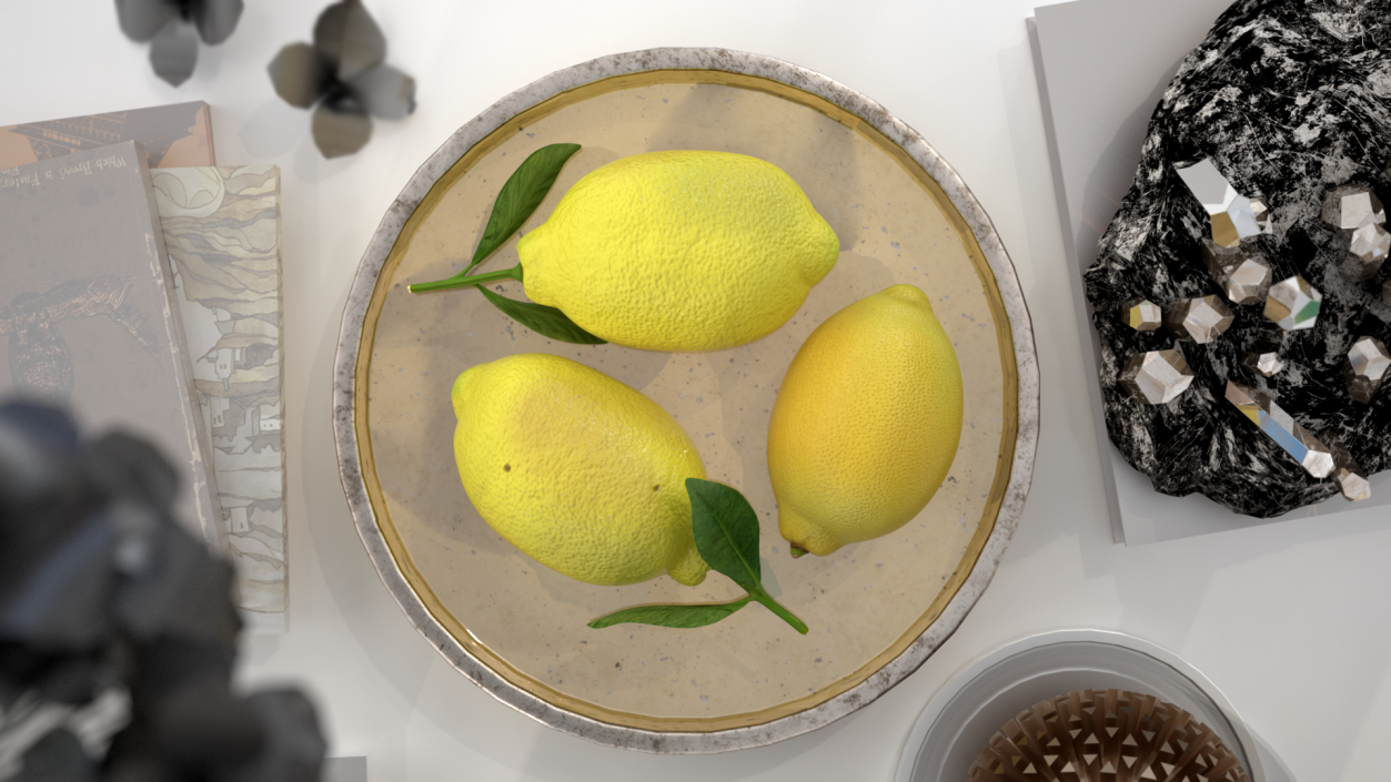 3D model Realistic Lemon with Leaf