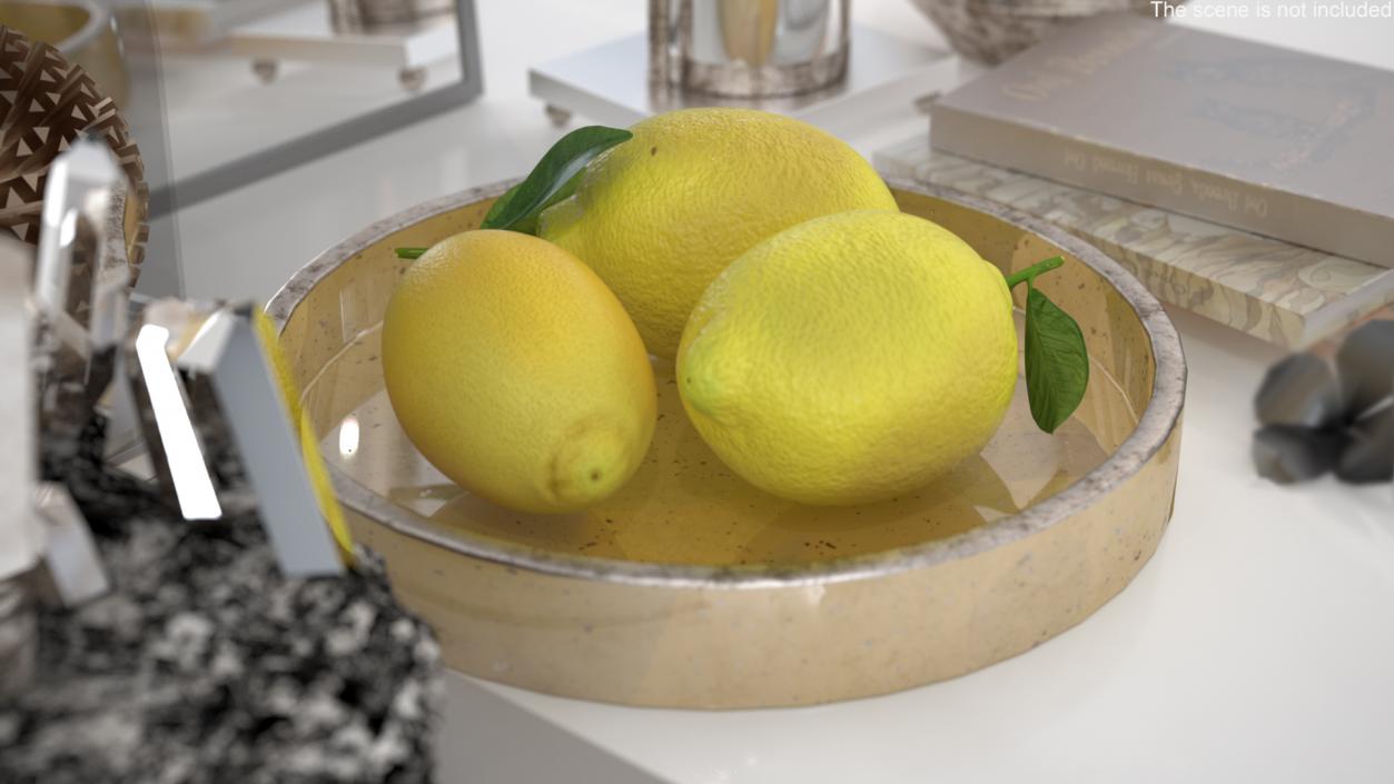 3D model Realistic Lemon with Leaf