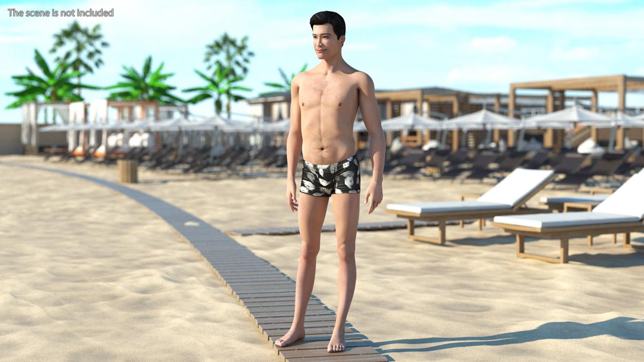 3D model Asian Man Underwear Rigged for Maya