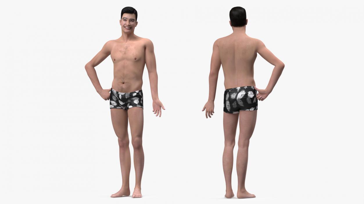 3D model Asian Man Underwear Rigged for Maya