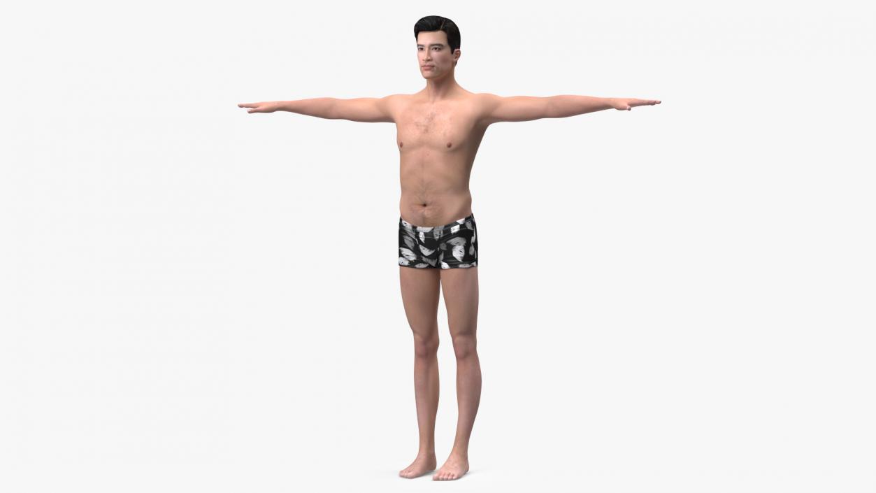 3D model Asian Man Underwear Rigged for Maya