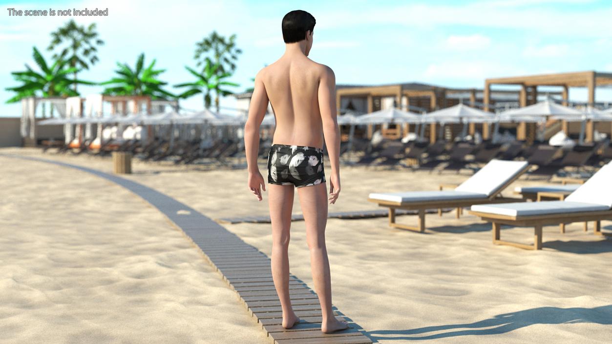 3D model Asian Man Underwear Rigged for Maya