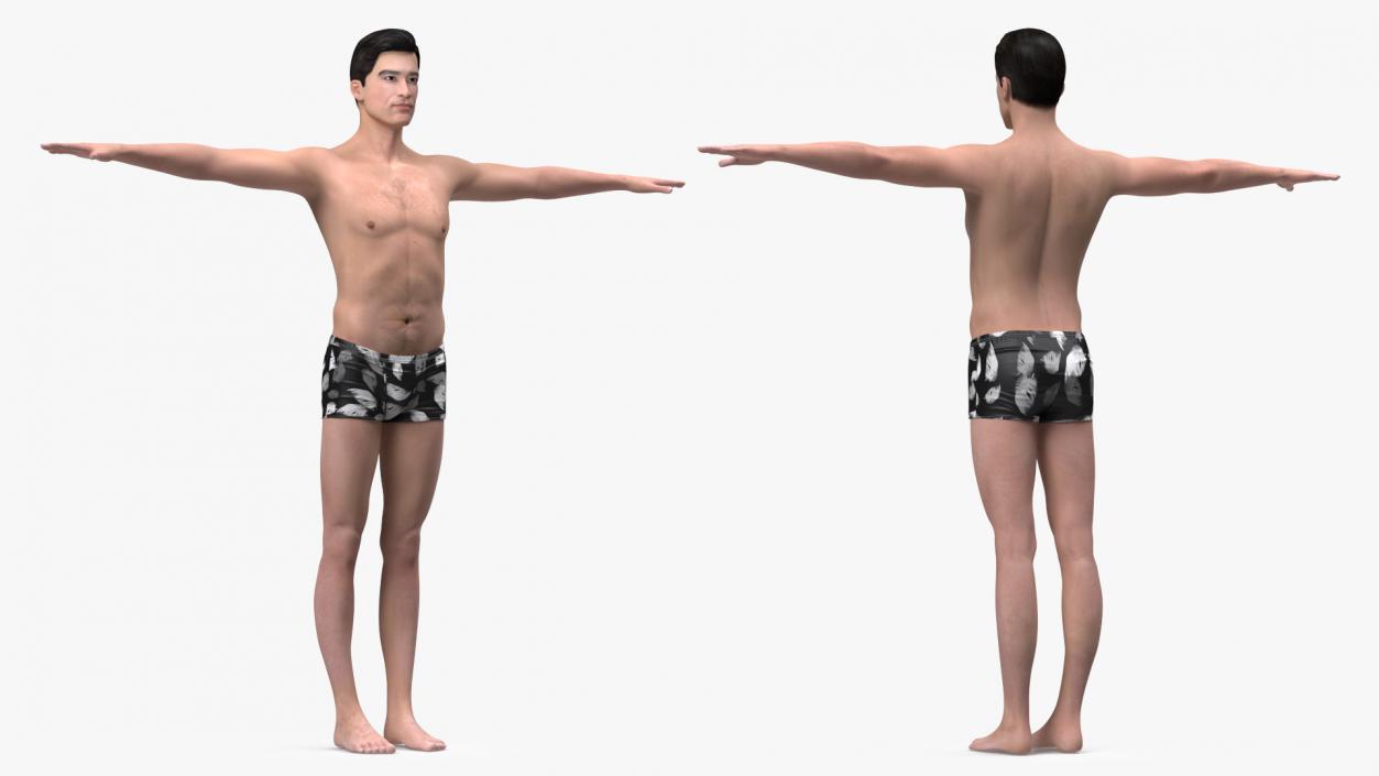 3D model Asian Man Underwear Rigged for Maya