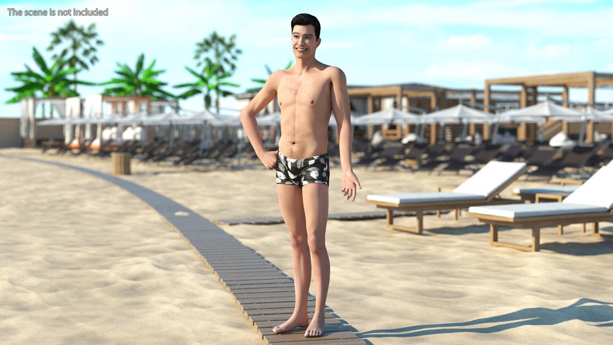 3D model Asian Man Underwear Rigged for Maya