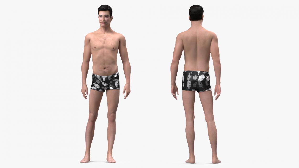 3D model Asian Man Underwear Rigged for Maya