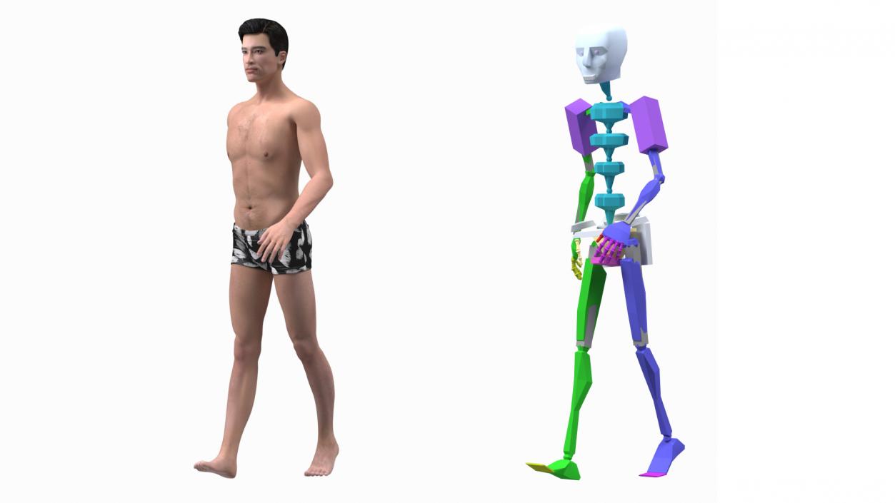 3D model Asian Man Underwear Rigged for Maya