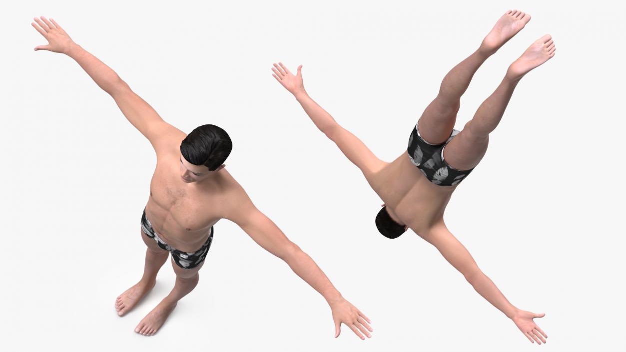 3D model Asian Man Underwear Rigged for Maya