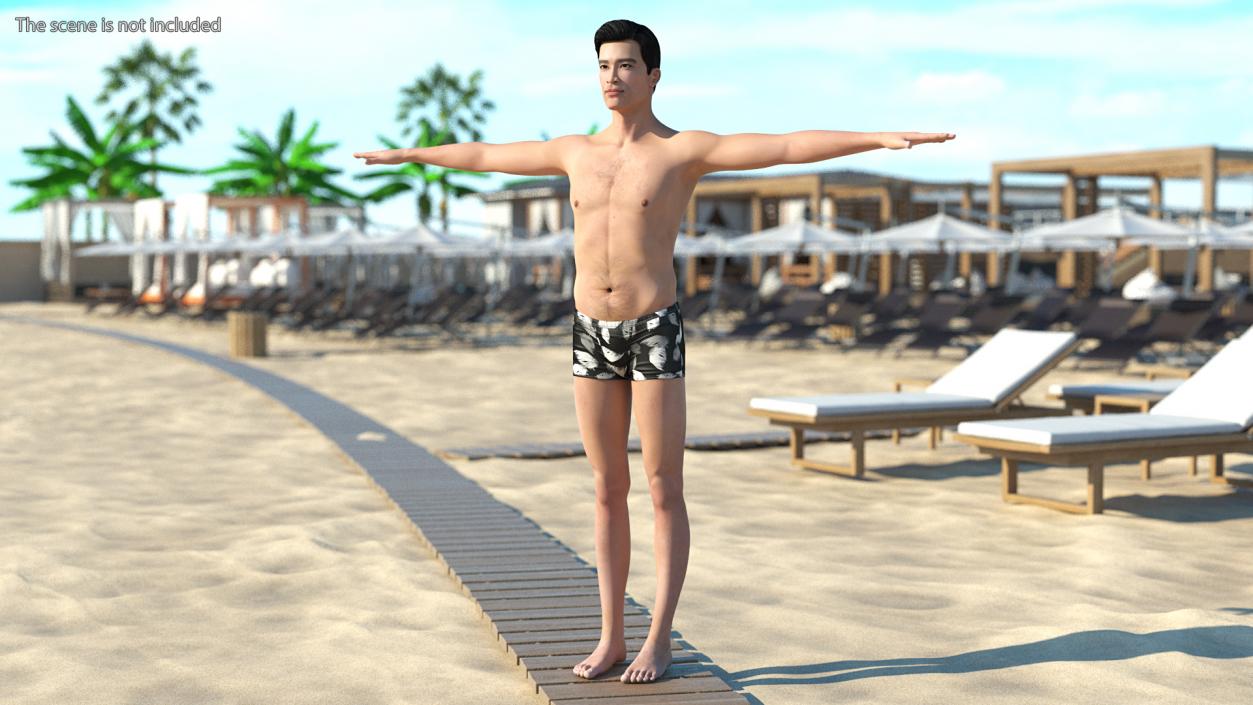 3D model Asian Man Underwear Rigged for Maya