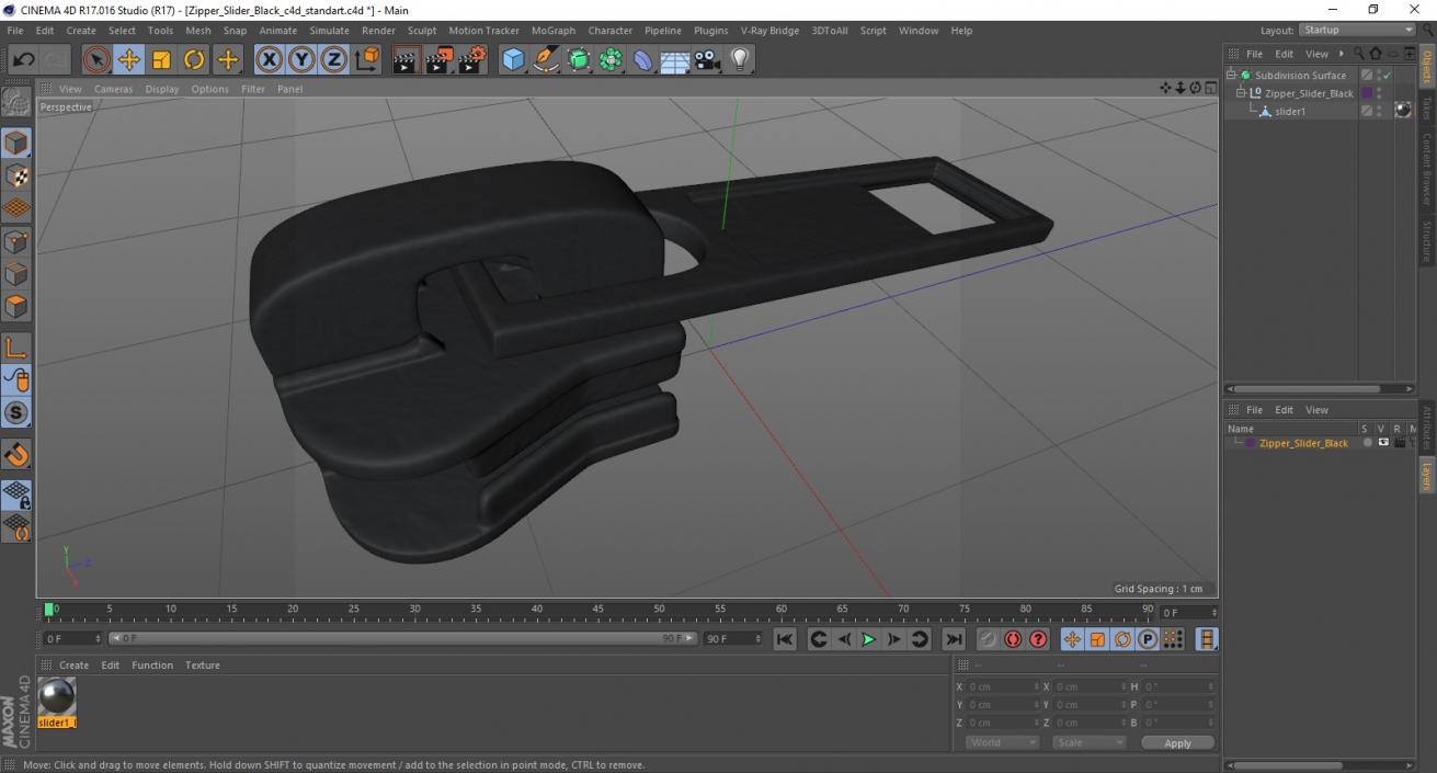 Zipper Slider Black 3D model