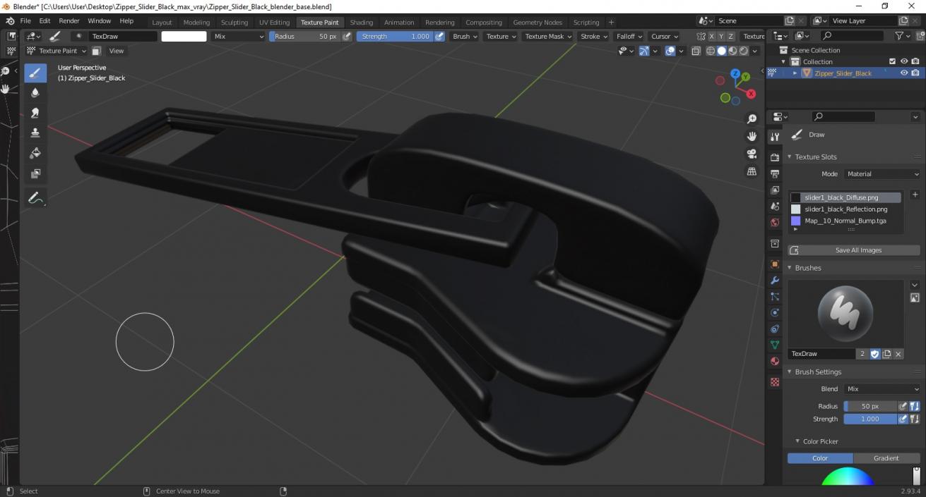Zipper Slider Black 3D model