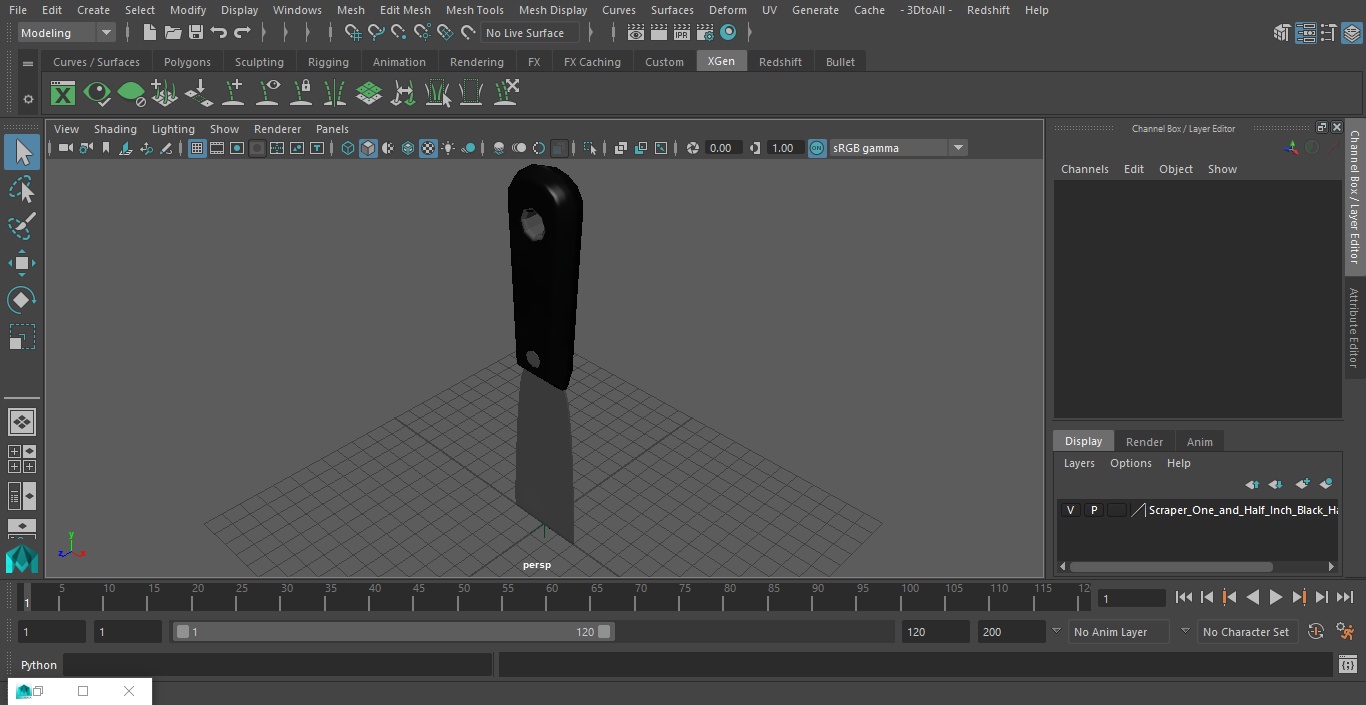 3D Scraper One and Half Inch Black Handle model