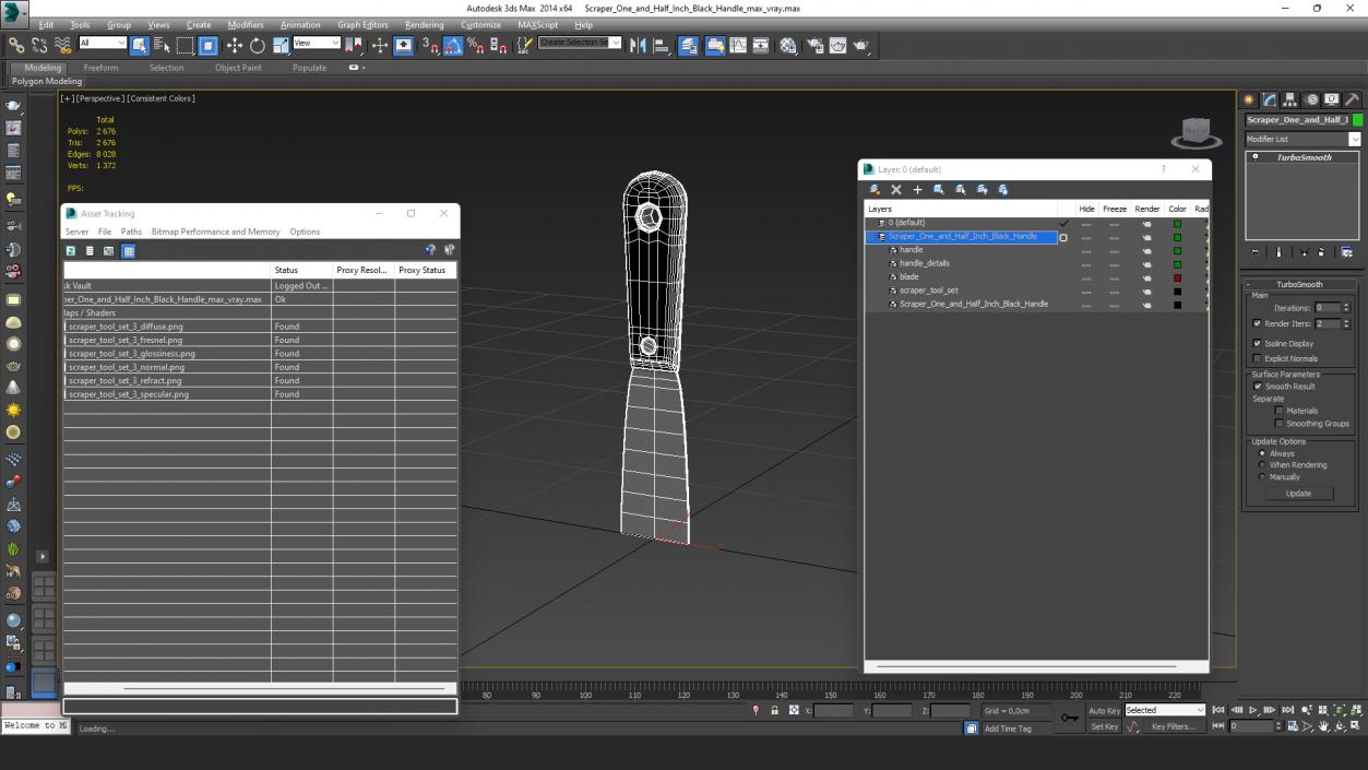 3D Scraper One and Half Inch Black Handle model