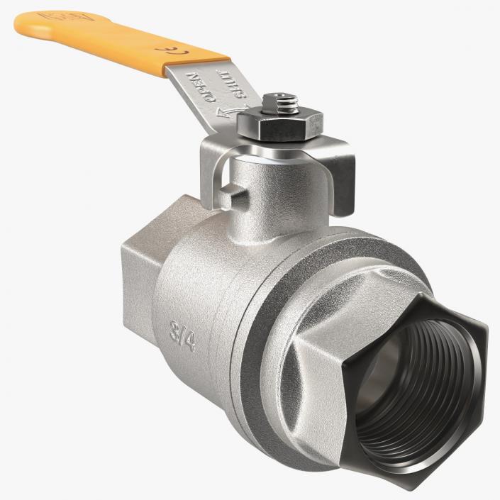 3D PN40 Water Ball Valve Silver model