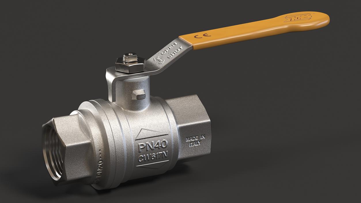 3D PN40 Water Ball Valve Silver model