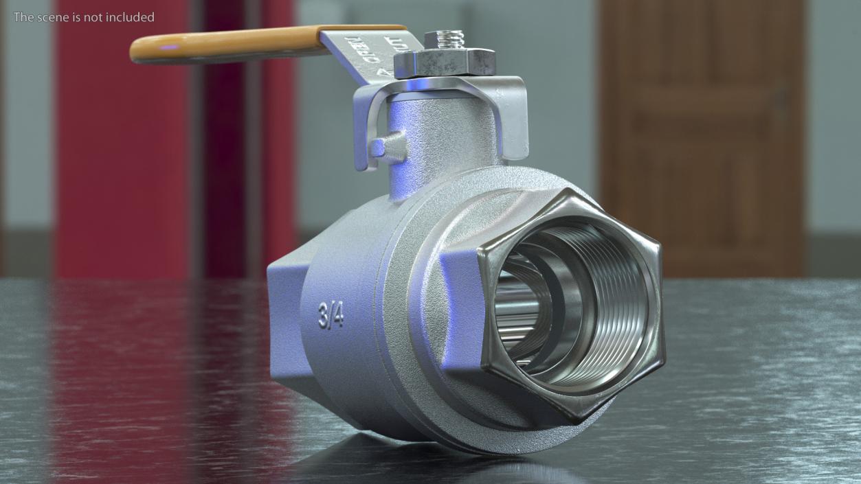 3D PN40 Water Ball Valve Silver model