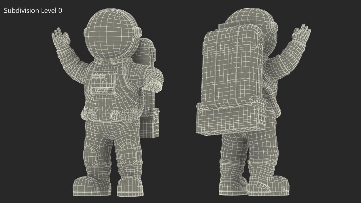 Astronaut Toy Character White OK Pose 3D