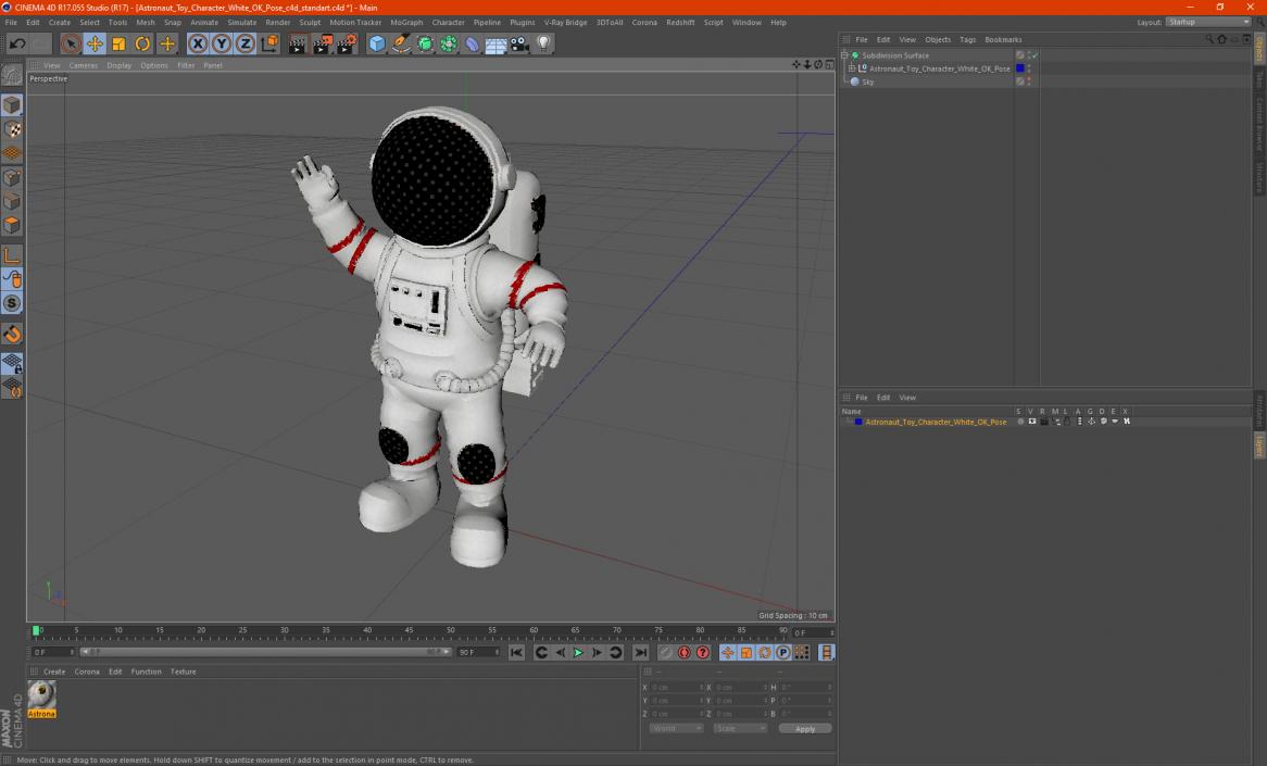 Astronaut Toy Character White OK Pose 3D