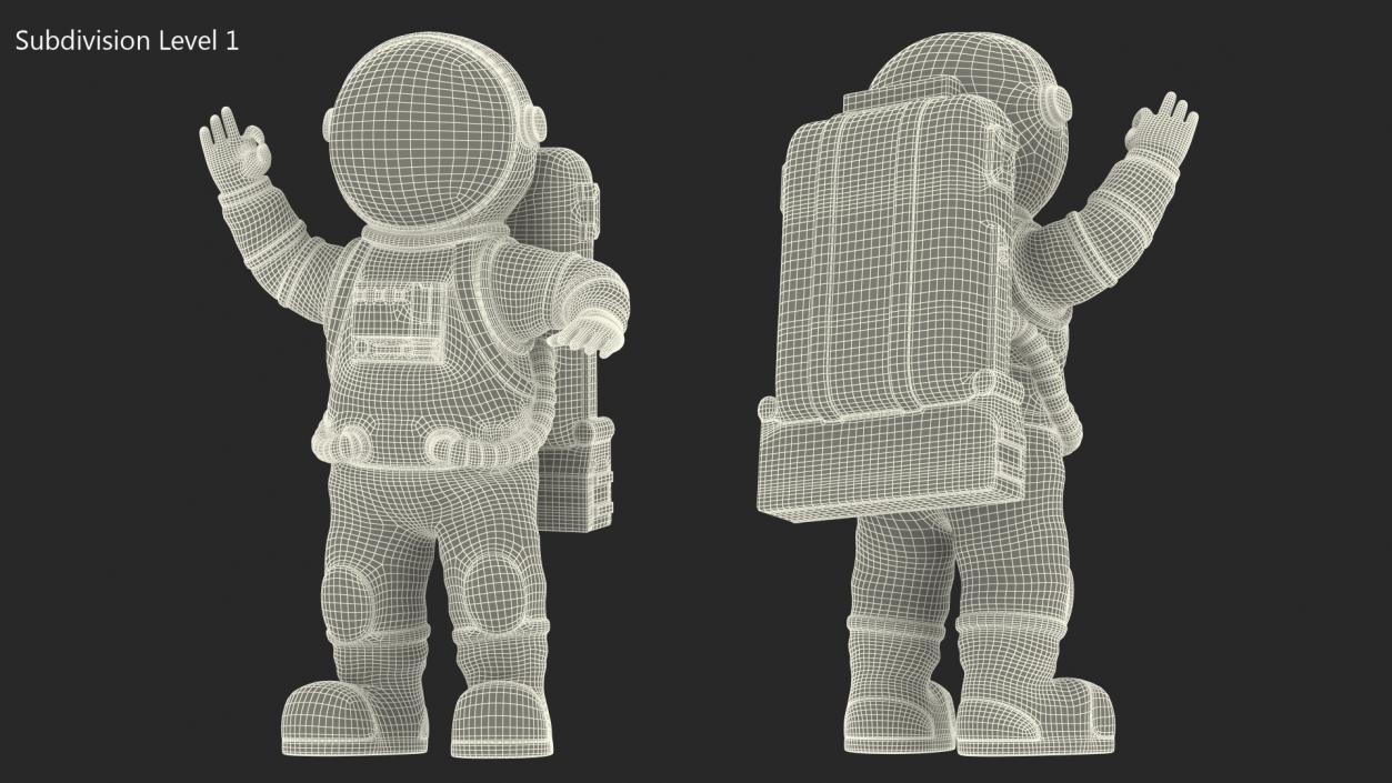 Astronaut Toy Character White OK Pose 3D