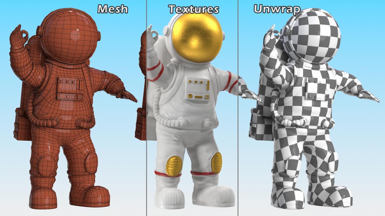 Astronaut Toy Character White OK Pose 3D