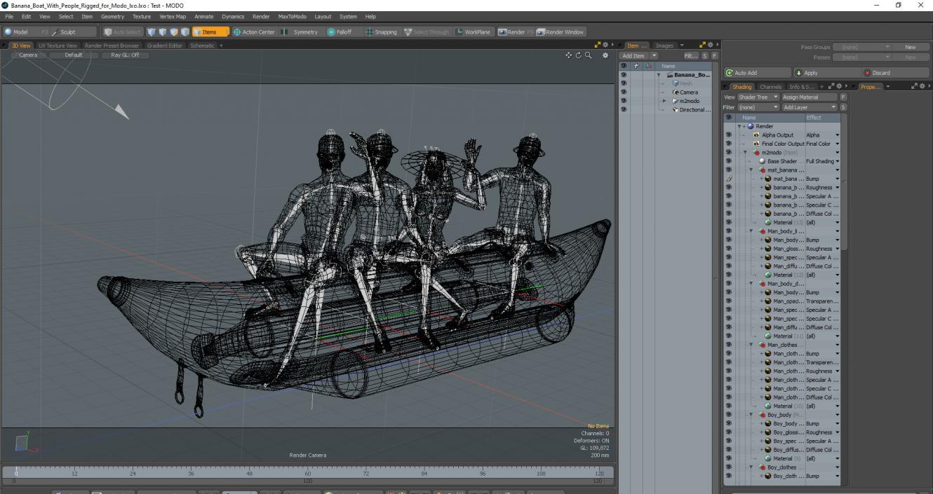 Banana Boat With People Rigged for Modo 3D model