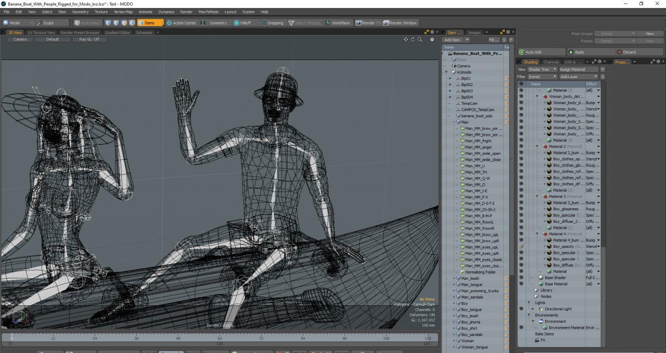 Banana Boat With People Rigged for Modo 3D model