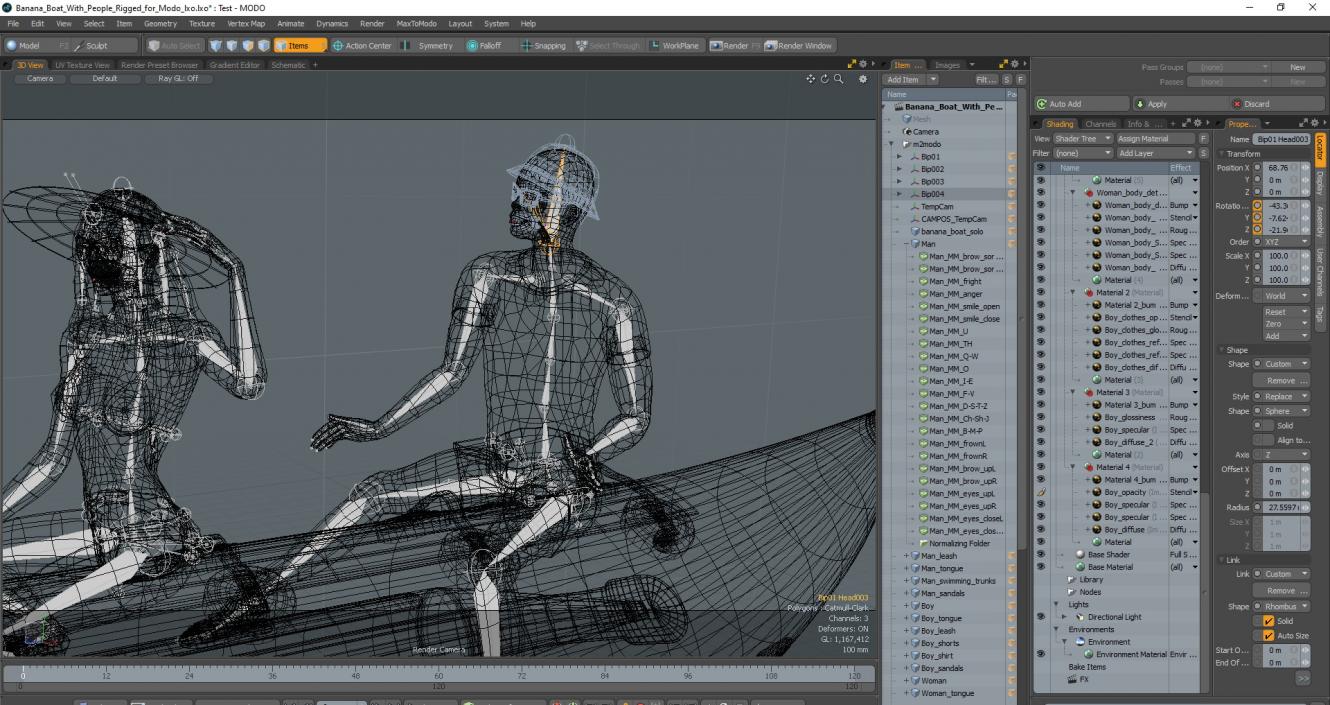 Banana Boat With People Rigged for Modo 3D model