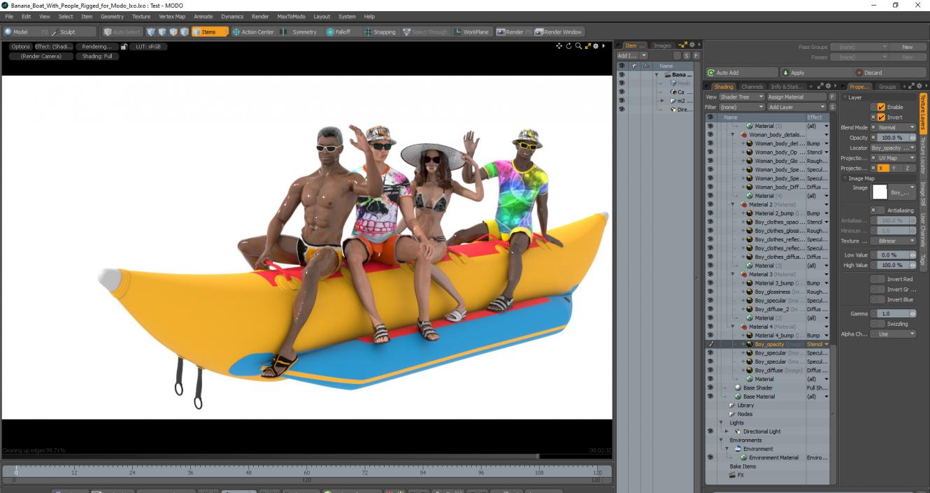 Banana Boat With People Rigged for Modo 3D model