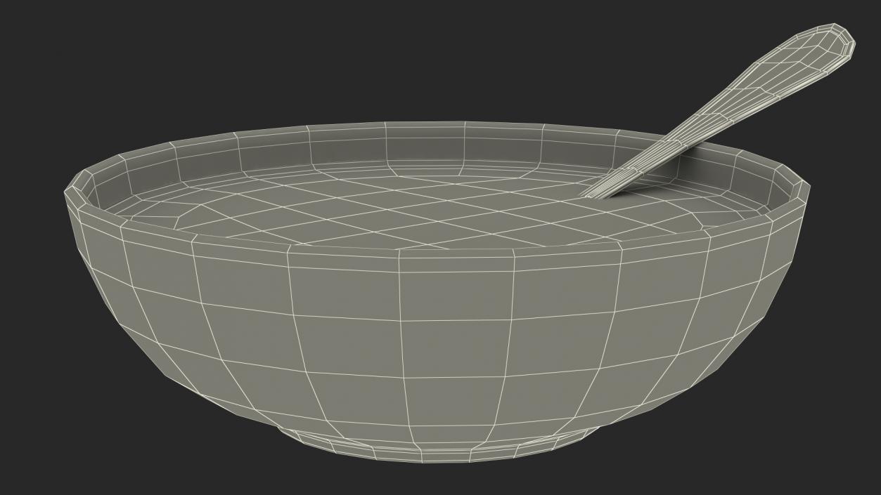 Bowl with Milk and Spoon 3D model