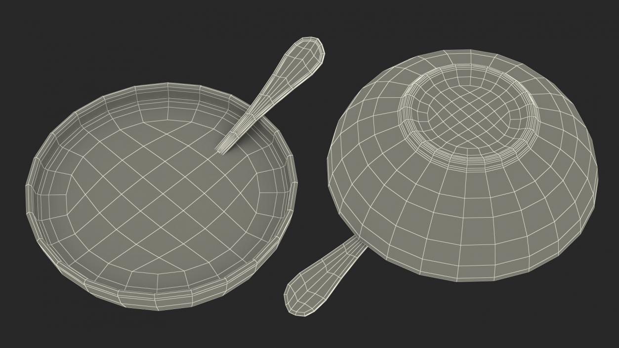 Bowl with Milk and Spoon 3D model