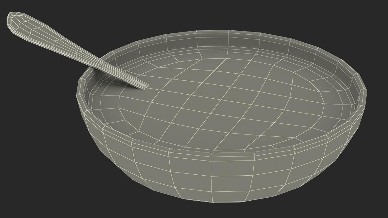 Bowl with Milk and Spoon 3D model