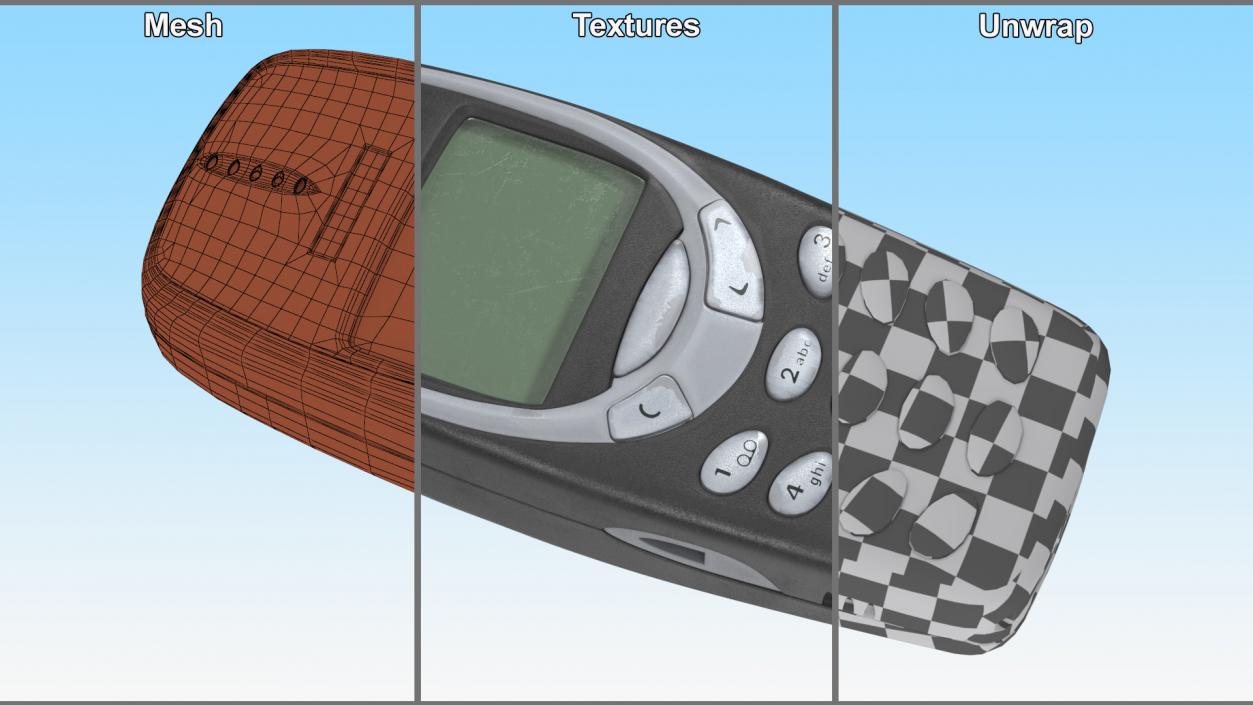 3D model Worn Retro Phone Black Switched Off