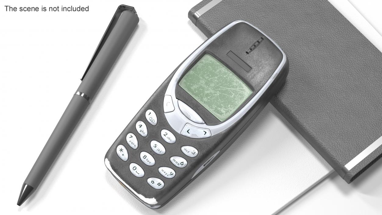 3D model Worn Retro Phone Black Switched Off