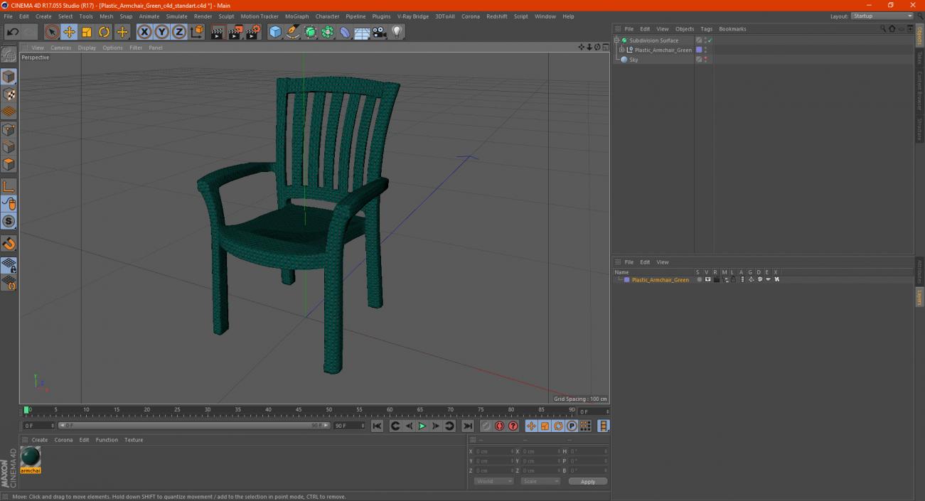 Plastic Armchair Green 3D