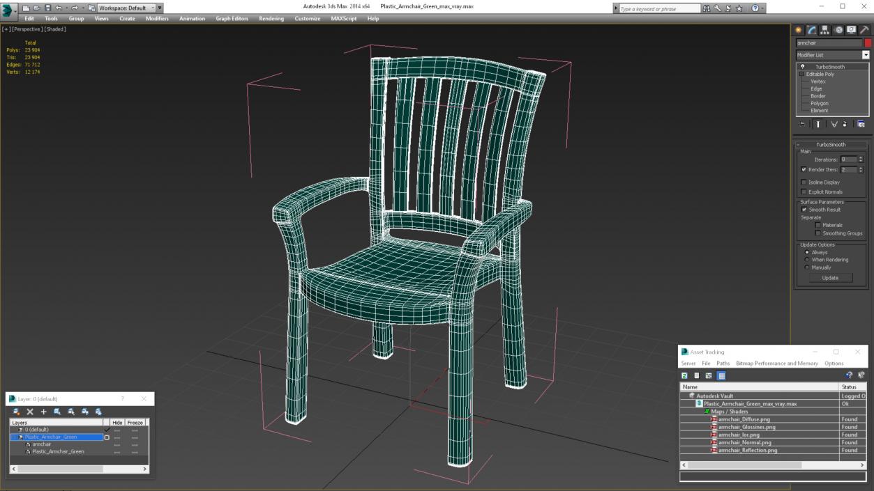 Plastic Armchair Green 3D