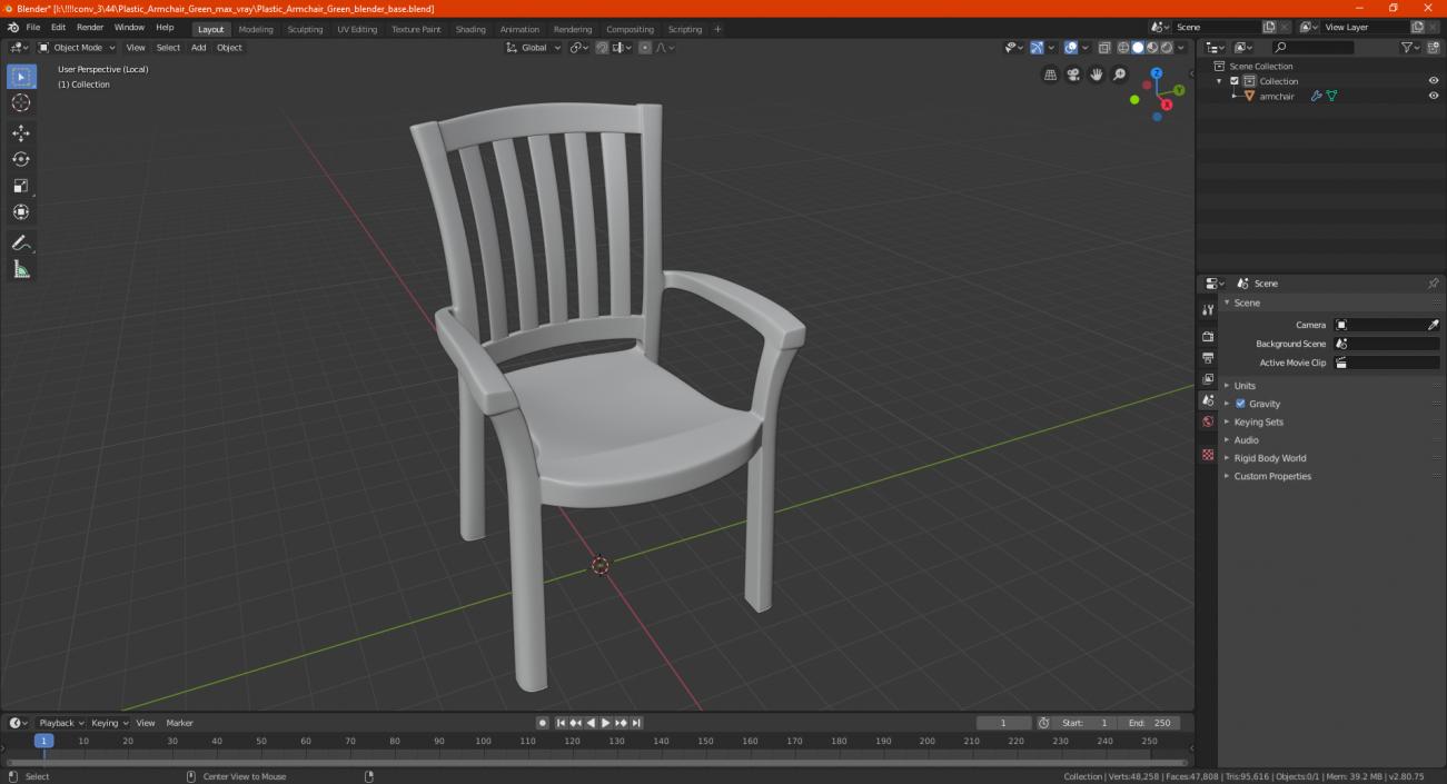 Plastic Armchair Green 3D