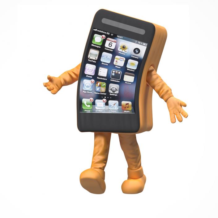 3D model Advertising Costume Mobile Phone Orange Rigged for Maya