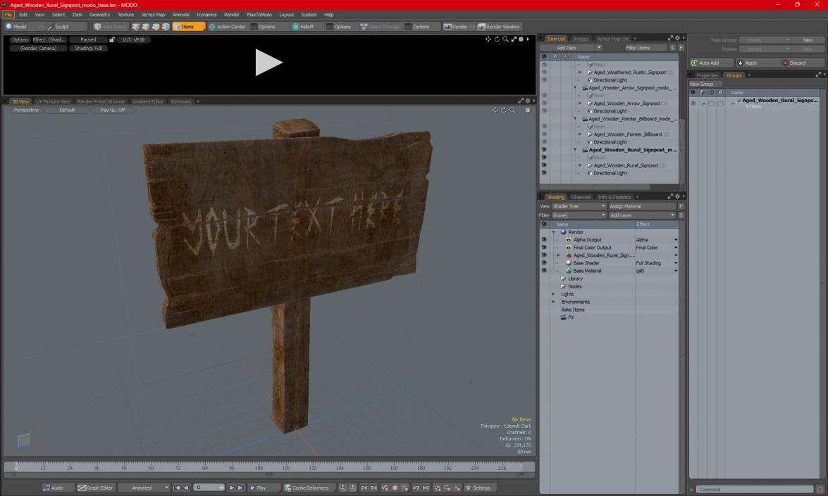 3D Aged Wooden Rural Signpost