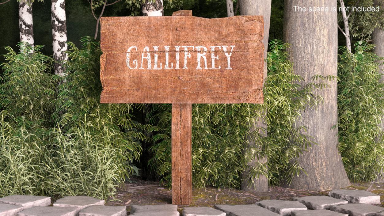 3D Aged Wooden Rural Signpost